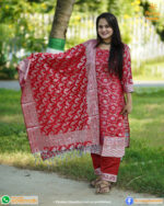 তাতে তৈরি সফট সিল্ক কাতান থ্রি পিছ - Image 4
