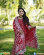 তাতে তৈরি সফট সিল্ক কাতান থ্রি পিছ - Image 5